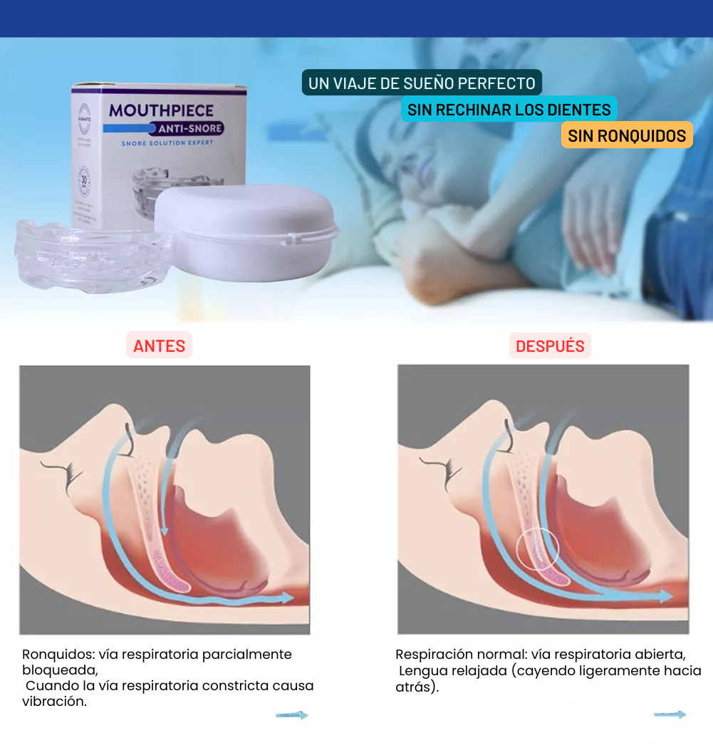 2 PROTECTORES BUCAL ANTIRONQUIDOS Y ANTIBRUXISMO AJUSTABLE