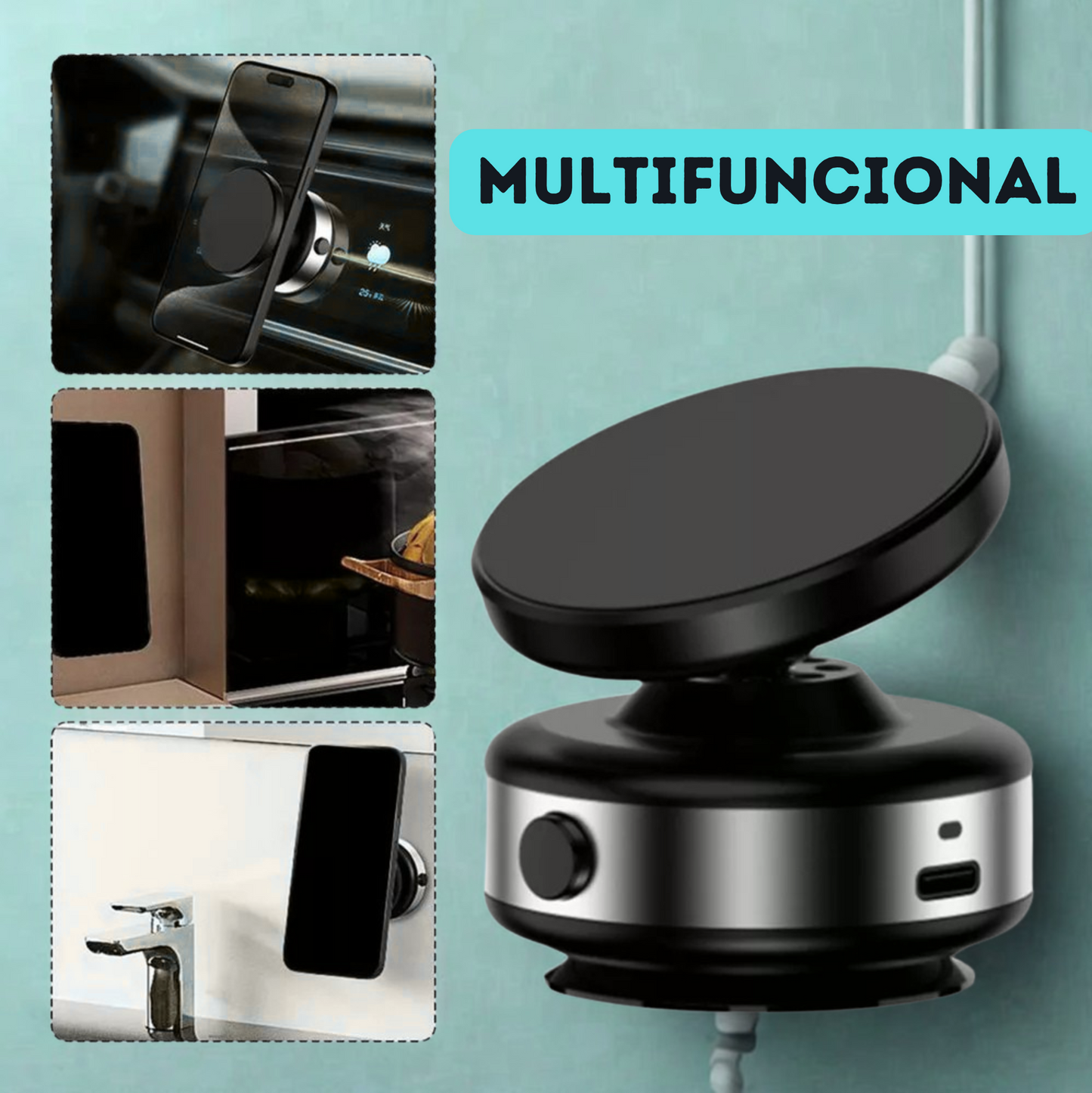 2 SOPORTES DE CELULAR MAGNÉTICO AJUSTABLE Y GIRATORIO 360° PARA AUTOMÓVIL